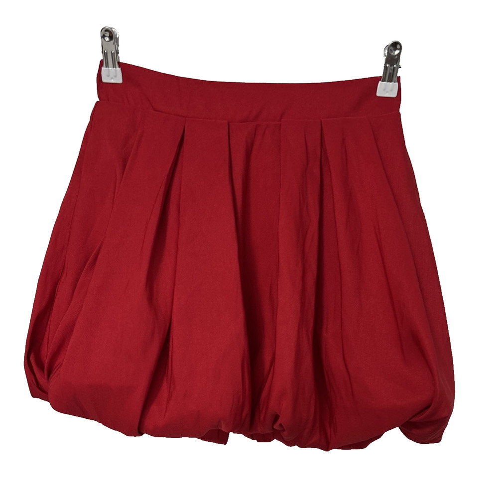 A New Day Women's XS Preppy Red Bubble Hem Mini Skirt Sexy Schoolgirl Academia